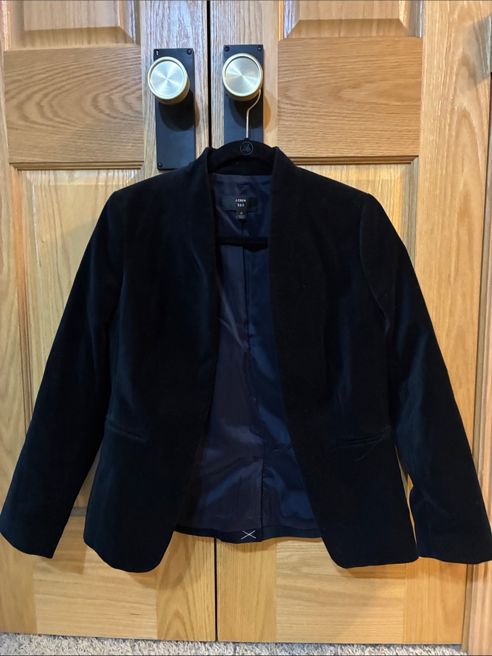 J. Crew Black Velvet Open-Front Blazer